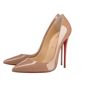 Christian Louboutin So Kate 120 Nude Patent Leather Stiletto Heel Pump 39.5